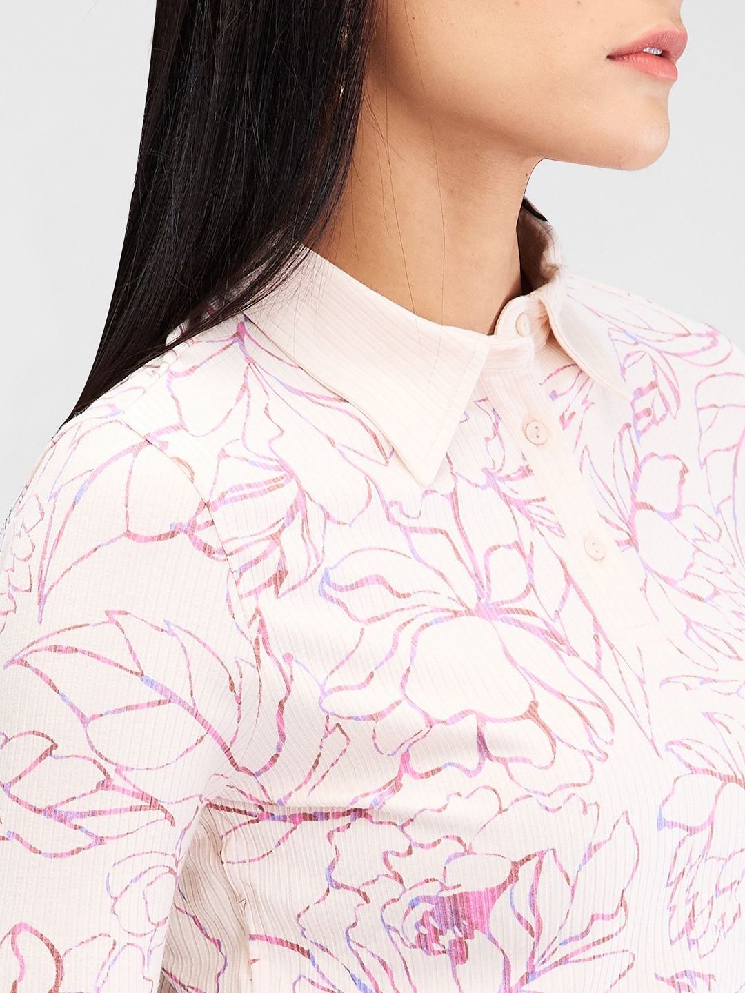SPYKAR Women Floral Printed Polo Collar Tropical Slim Fit T-shirt