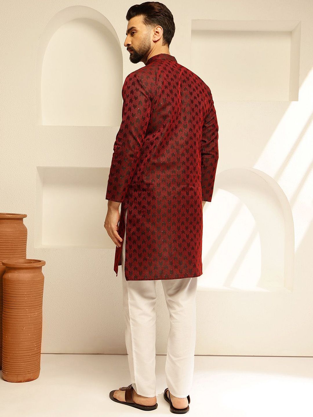 SOJANYA Kurta Lurus Labuci Sulam Geometrik