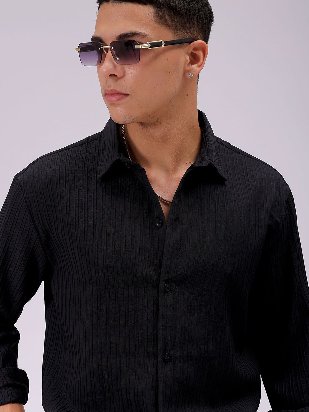 The Indian Garage Co Men Relaxed Fit Solid Dobby Textured Resortwear Shirt