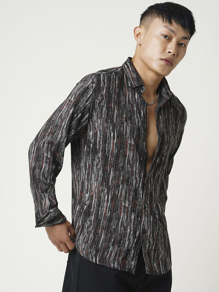 VASTRADO Men Classic Spread Collar Abstract Printed Slim Fit Casual Shirt