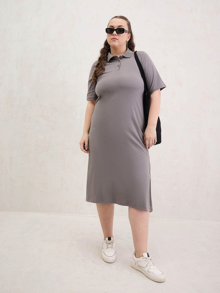 SASSAFRAS Curve T-shirt Midi Dress