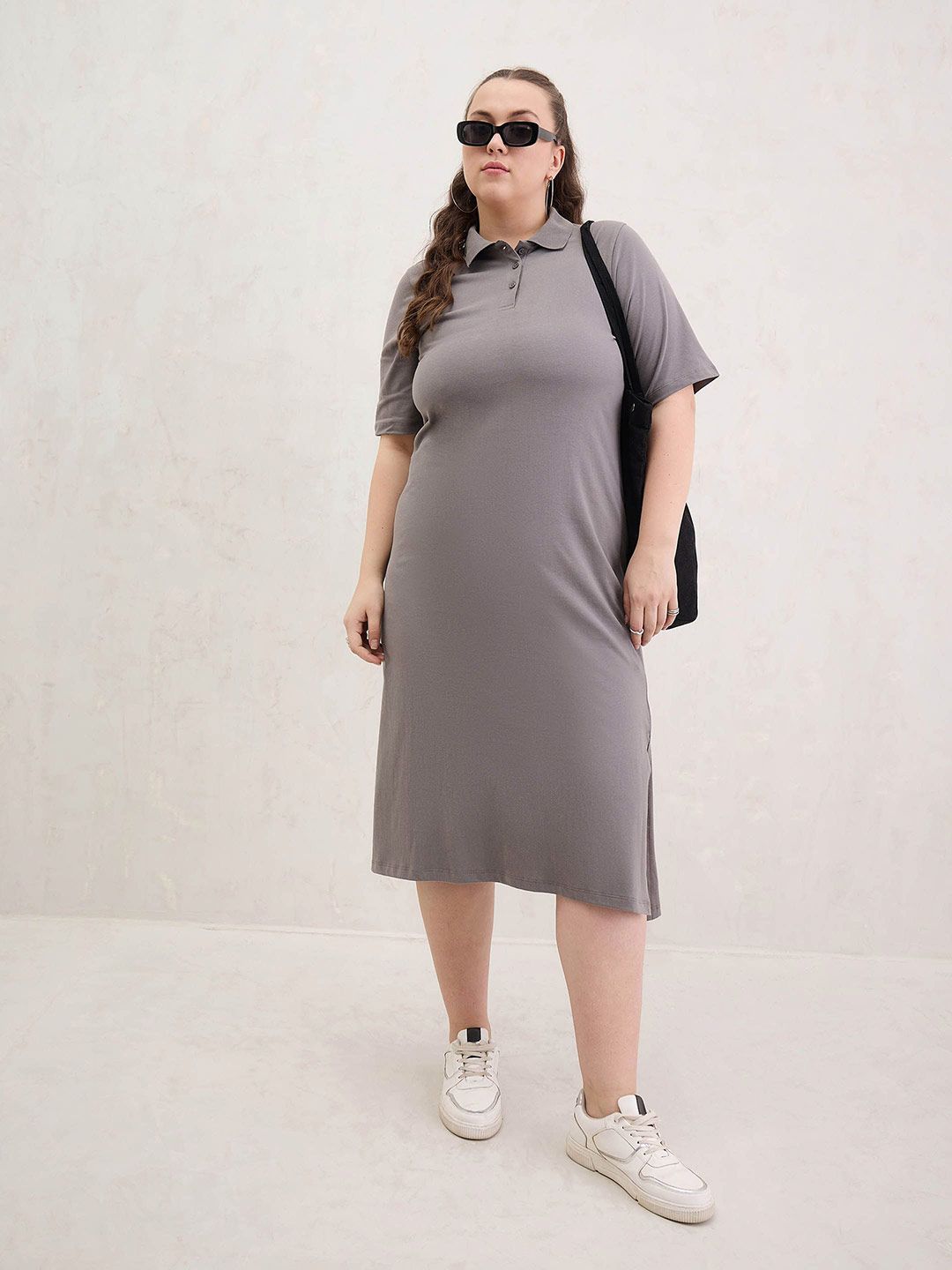 SASSAFRAS Curve T-shirt Midi Dress