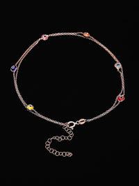 PANASH 925 Sterling Silver Rose Gold-Plated Evil Eye Multistrand Bracelet
