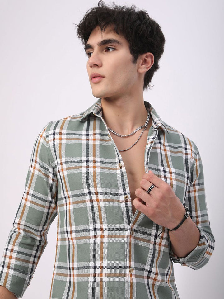 VASTRADO Men Classic Slim Fit Opaque Checked Casual Shirt