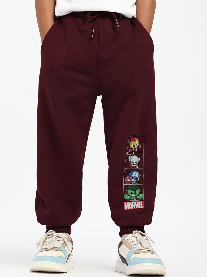 Nauti Nati Boys Marvel Printed  Mid-Rise Joggers