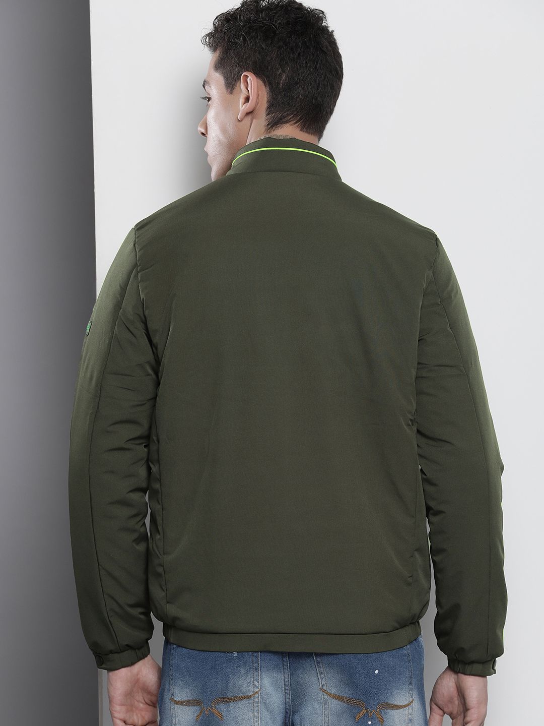 The Indian Garage Co Men Solid Zip-Front Bomber Jacket