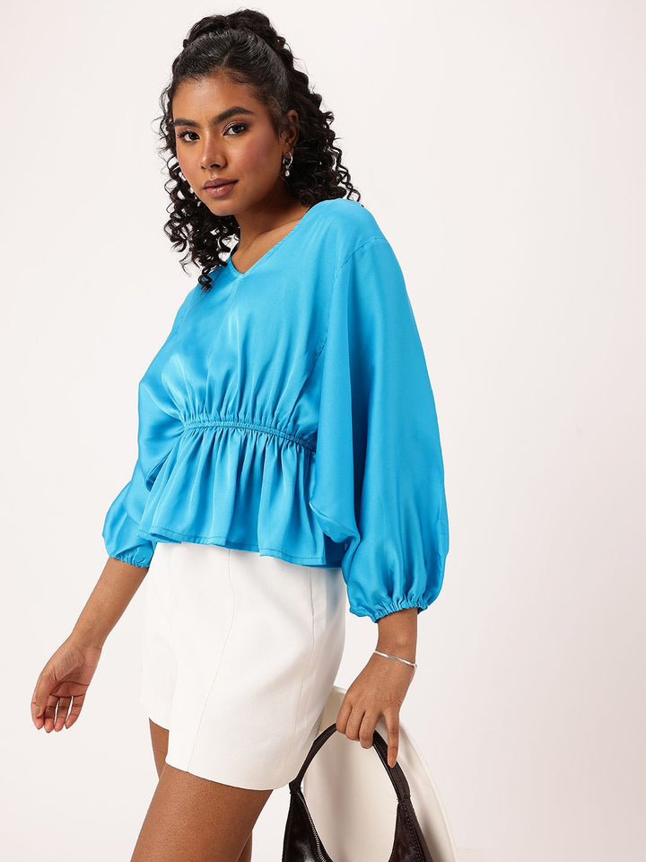 DressBerry Cinched Waistline Wonder Satin Top