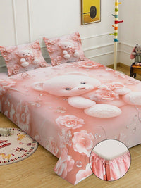 Myntra Elegant Homes Pink Printed Fitted 400 TC King 7D Bedsheet With 2 Pillow Cover