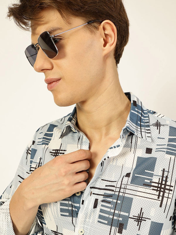 Thomas Scott Men Premium Graphic Printed Slim Fit Casual Shirt