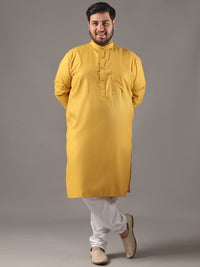 SOJANYA PLUS Plus Size Men Band Collar Pure Cotton Straight Kurta With Pyjamas