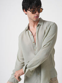 VASTRADO Men Classic Spread Collar Textured Slim Fit Casual Shirt