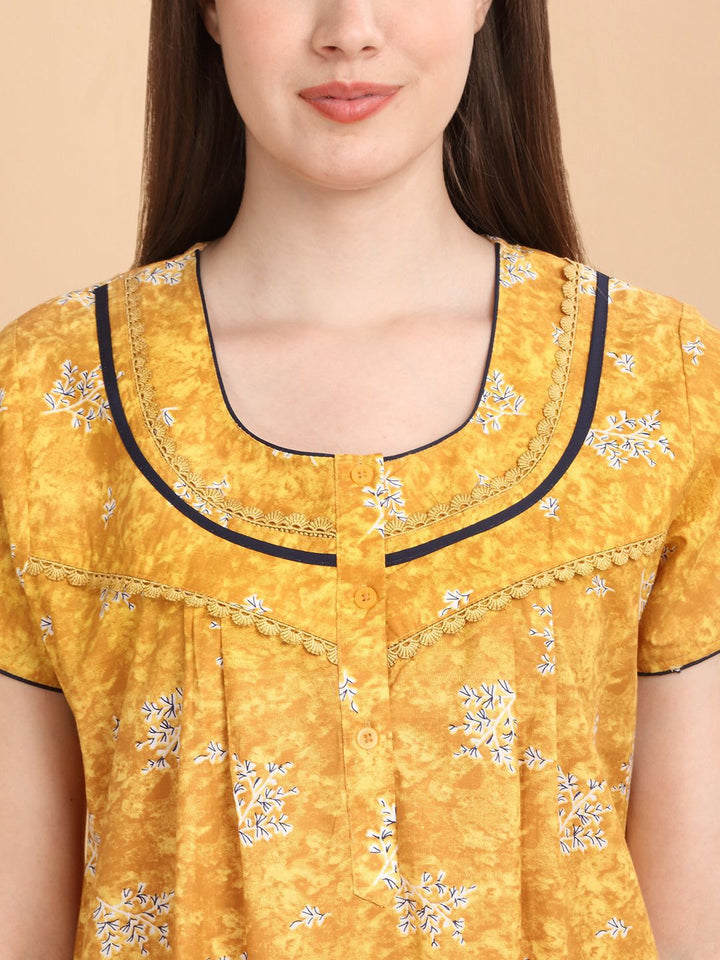 Sweet Dreams Women Printed Pure Cotton Maxi Nightdress