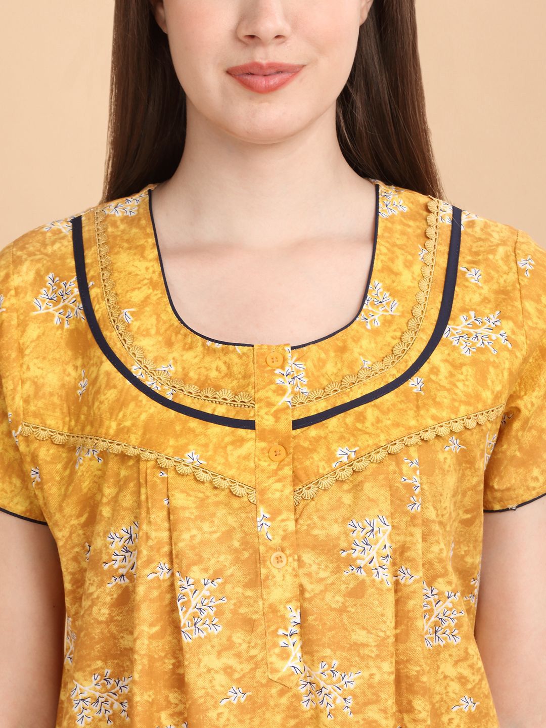 Sweet Dreams Women Printed Pure Cotton Maxi Nightdress