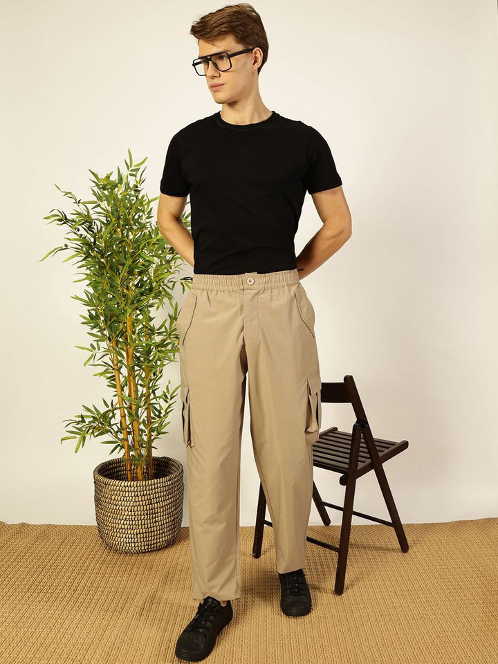 Thomas Scott Men Smart Loose Fit Easy Wash Cargos Trousers