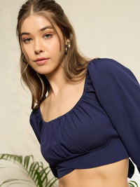Berrylush Bishop Sleeves Blouson Crop Top