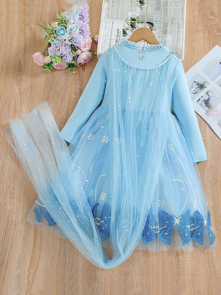YK Girls Self Design Embellished Fit & Flare Dress
