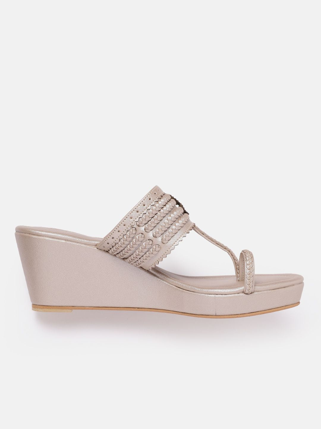 House of Pataudi Woven Design Wedge Heels