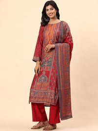 Mamicha Women Floral Embroidered Regular Pure Cotton Kurta with Trousers & With Dupatta