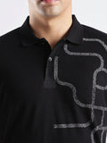 ADRO Abstract Printed Polo Collar Cotton T-shirt