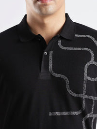 ADRO Abstract Printed Polo Collar Cotton T-shirt
