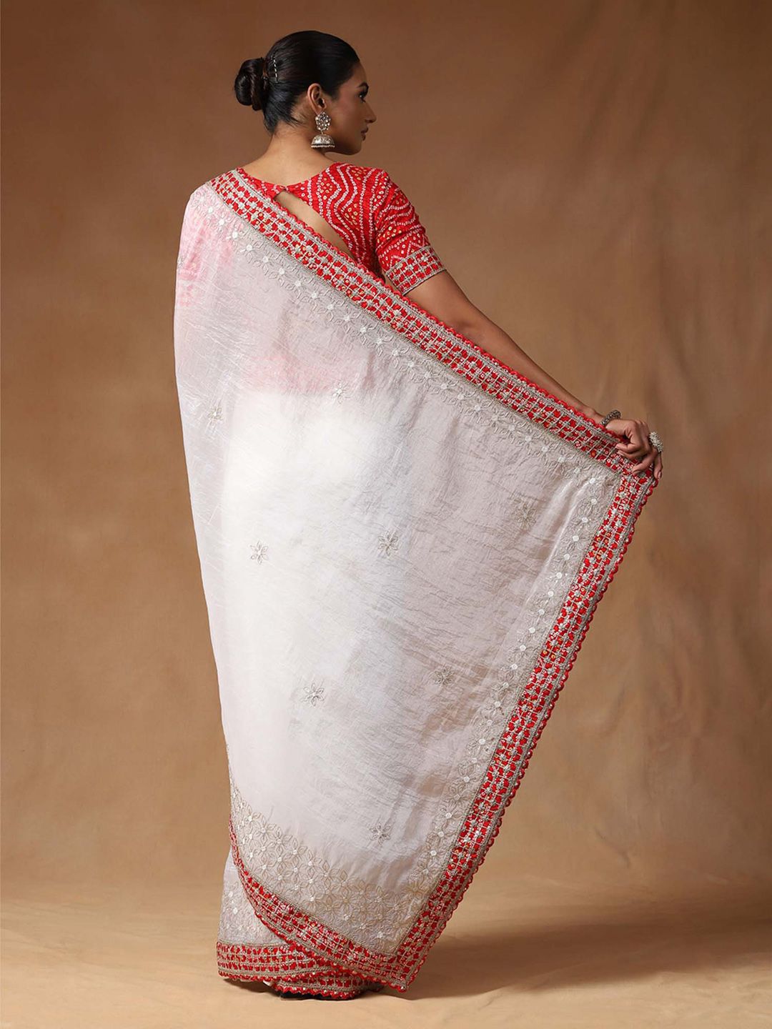 Saree mall Floral Embroidered Sequinned Tissue Sarees