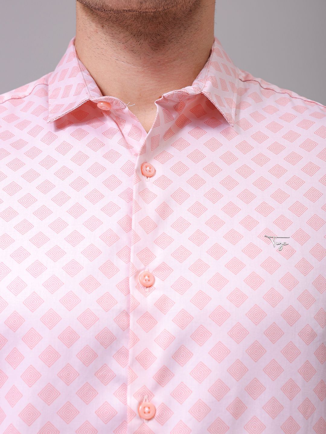 The Indian Garage Co Men Spread Collar Geometric Printed Cotton Slim Fit Formal Shirt