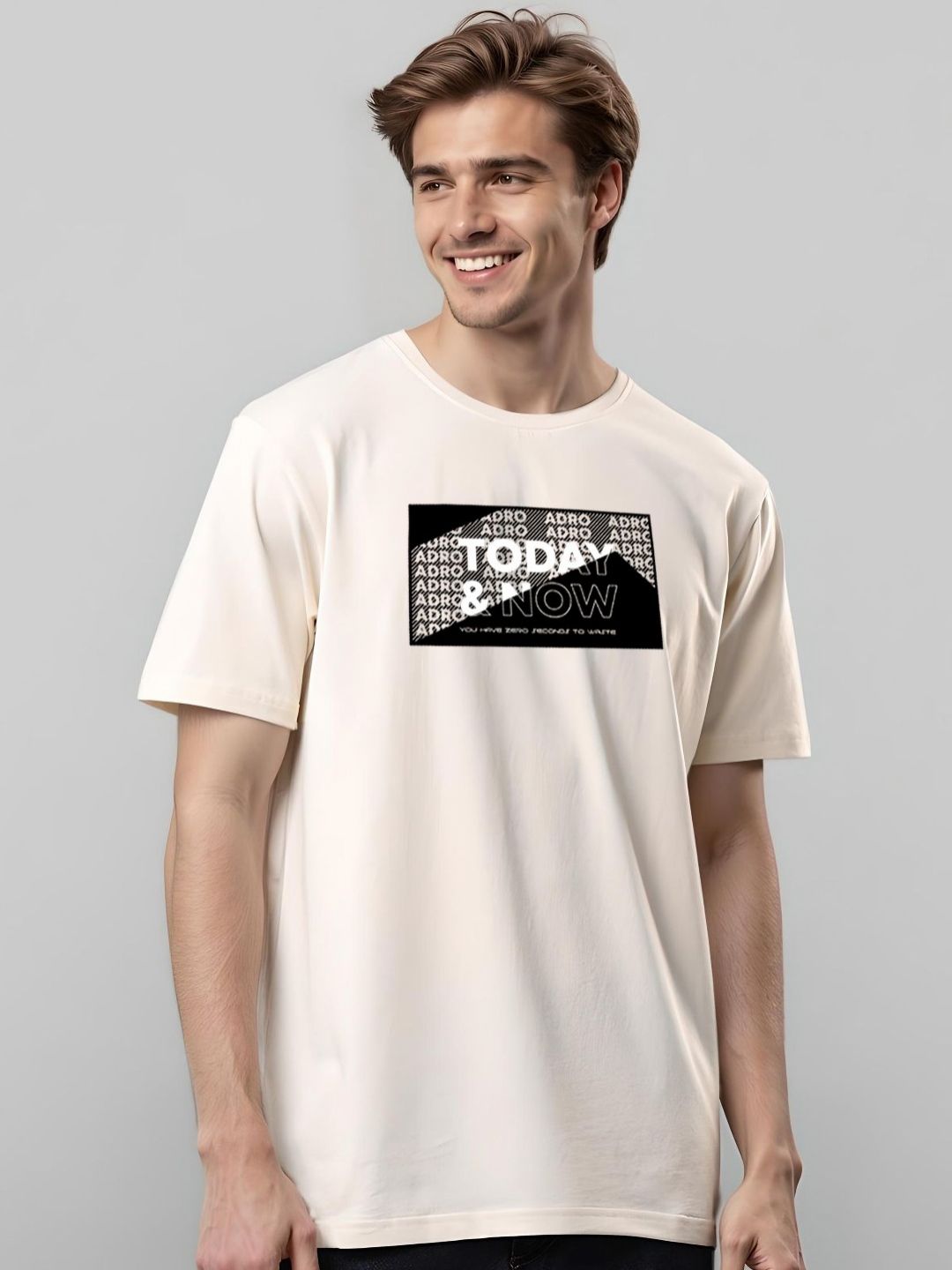 ADRO Typography Printed Round Neck Cotton T-shirt