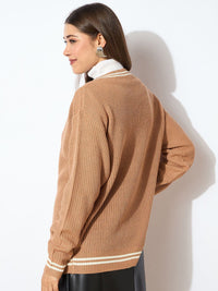 SASSAFRAS Women Acrylic Front-Open Oversized Sweater