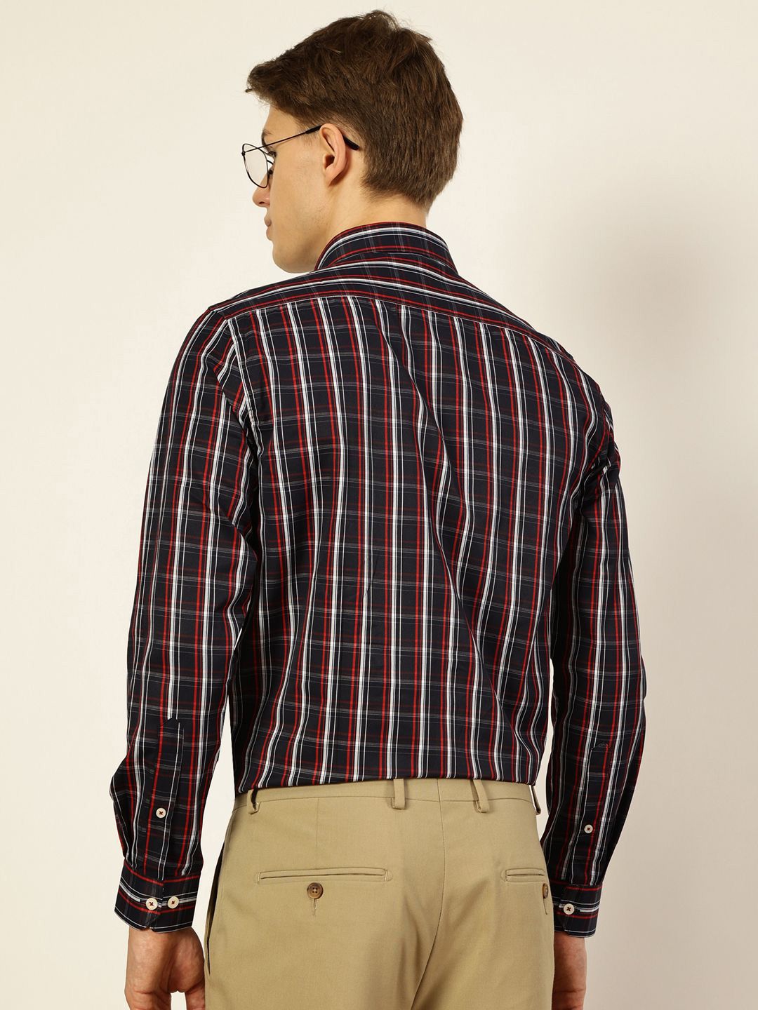 Thomas Scott Men Smart Button-Down Collar Tartan Checked Cotton Formal Shirt