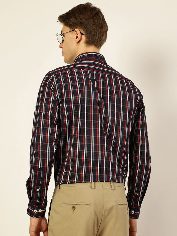 Thomas Scott Men Smart Button-Down Collar Tartan Checked Cotton Formal Shirt
