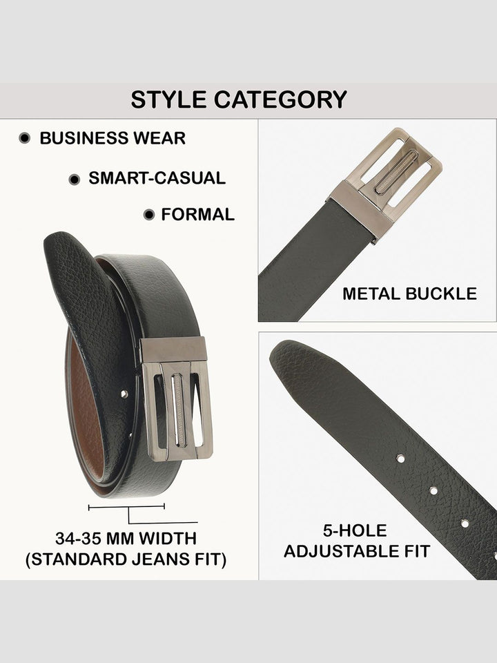 Teakwood Leathers Men Textured Leather Reversible Belt