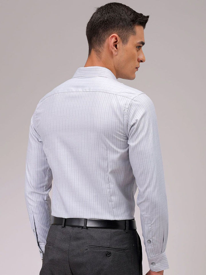 The Indian Garage Co. X Luxe Men Cutaway Collar Pinstripes Striped Slim Fit Formal Shirt
