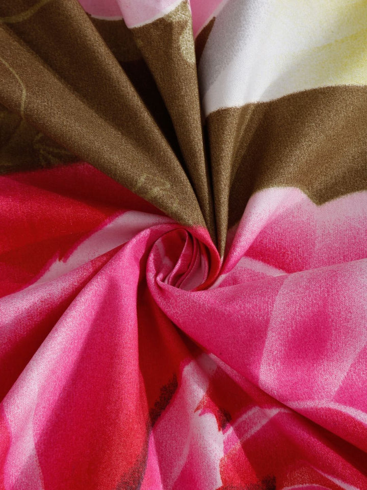 Myntra Elegant Homes Lounge Bulu Coklat Bunga Kapas 300 TC King Cadar Halus dengan 2 Sarung Bantal-250 x 220 sm