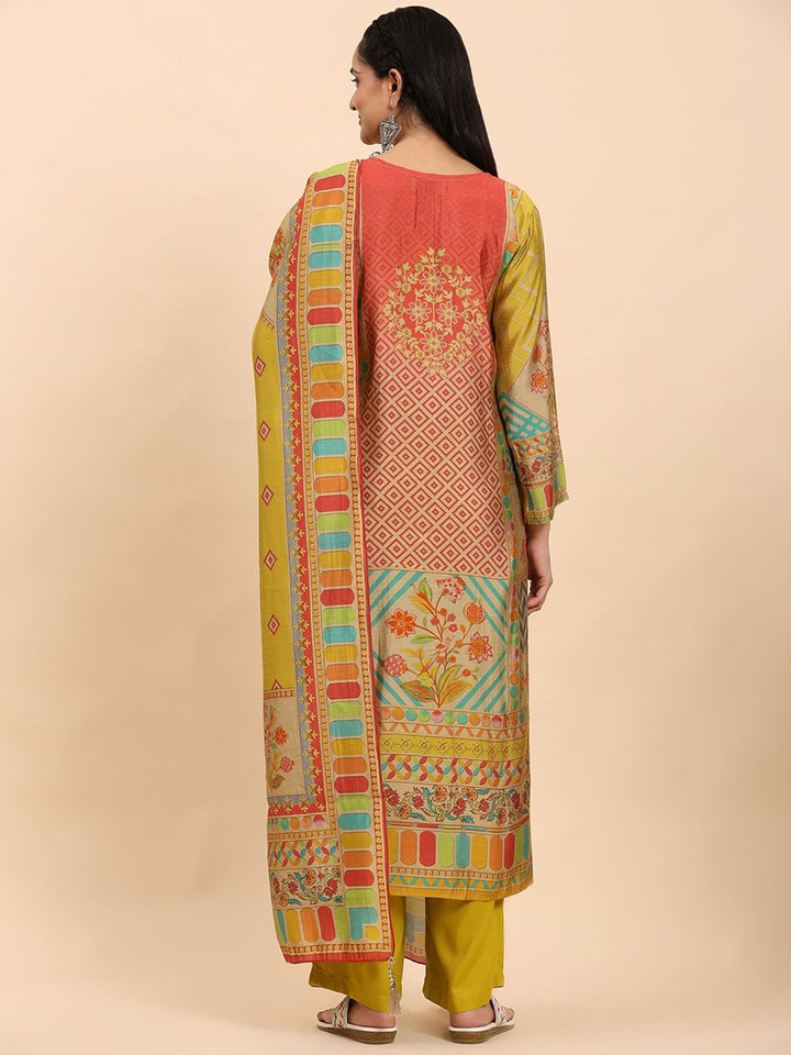 Mamicha Women Printed Regular Pure Cotton Kurta with Palazzos & With Dupatta