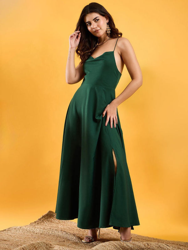 Berrylush Women Solid Shoulder Straps Maxi Dress