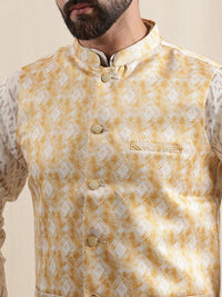 Kurta Lurus Bercetak Geometrik Anouk Dengan Piyama & Jaket Nehru