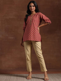 Libas Floral Printed Mirror Work Mirror Work Anarkali Kurti