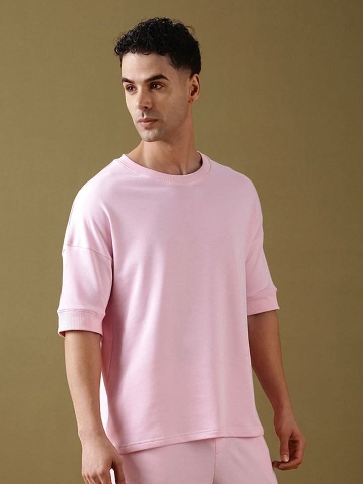 DILLINGER Men Solid Ultra Soft Drapey Cotton Oversized Drop Shoulder T-Shirt