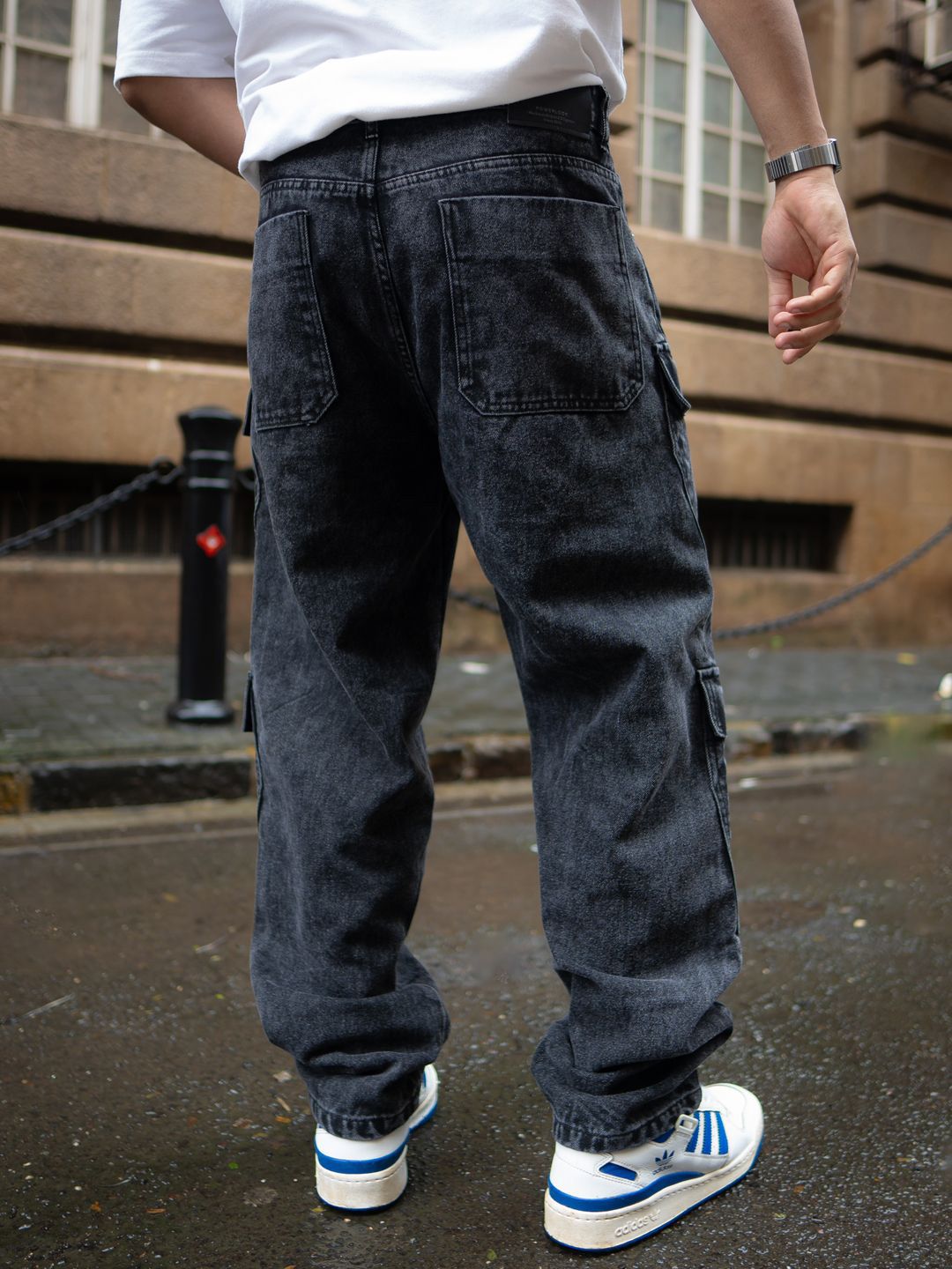 Powerlook Men Loose Baggy Fit Pure Cotton Denim Cargos