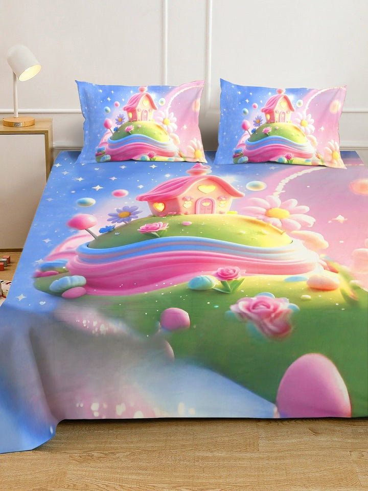 Myntra Elegant Homes Printed Dilengkapi 400 TC King 7D Cadar Dengan 2 Sarung Bantal