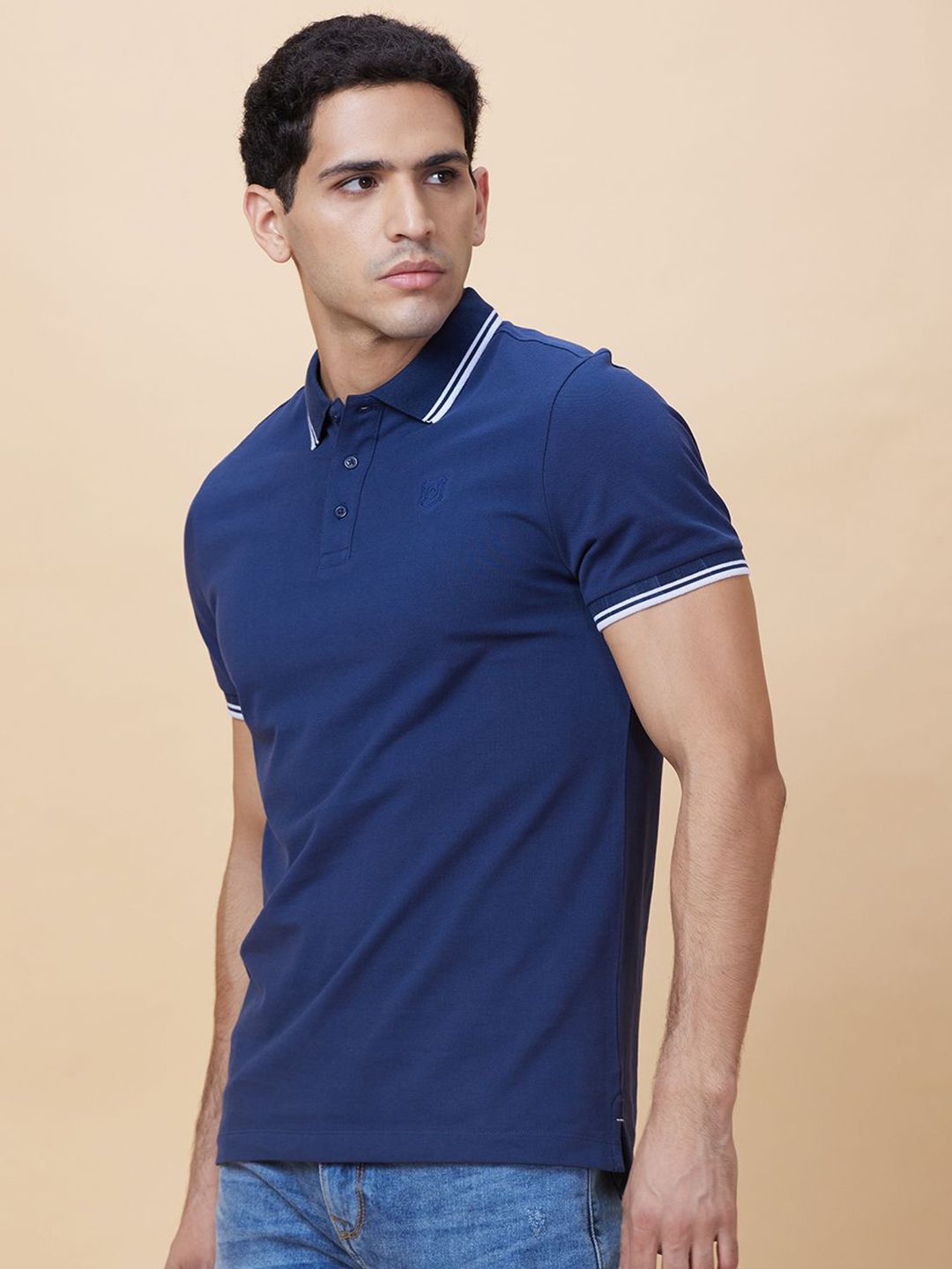 Being Human Men Solid Polo Collar Cotton T-shirt