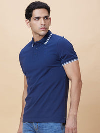 Being Human Men Solid Polo Collar Cotton T-shirt