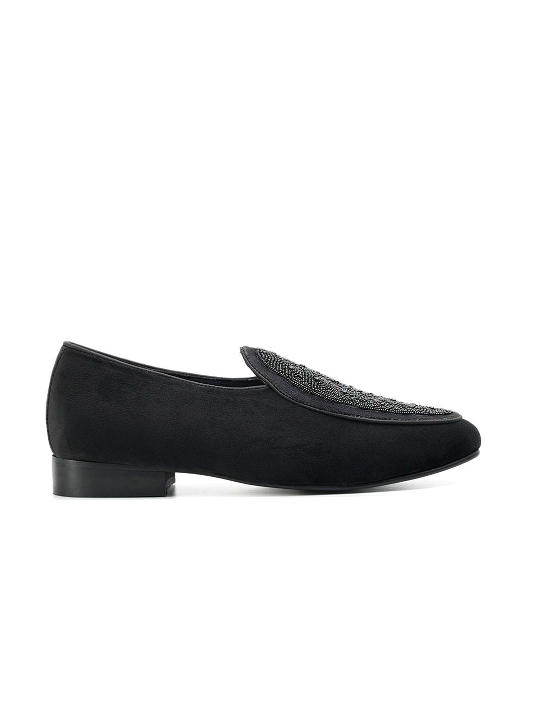 Monkstory Hand-Beaded Slip-ons - Black