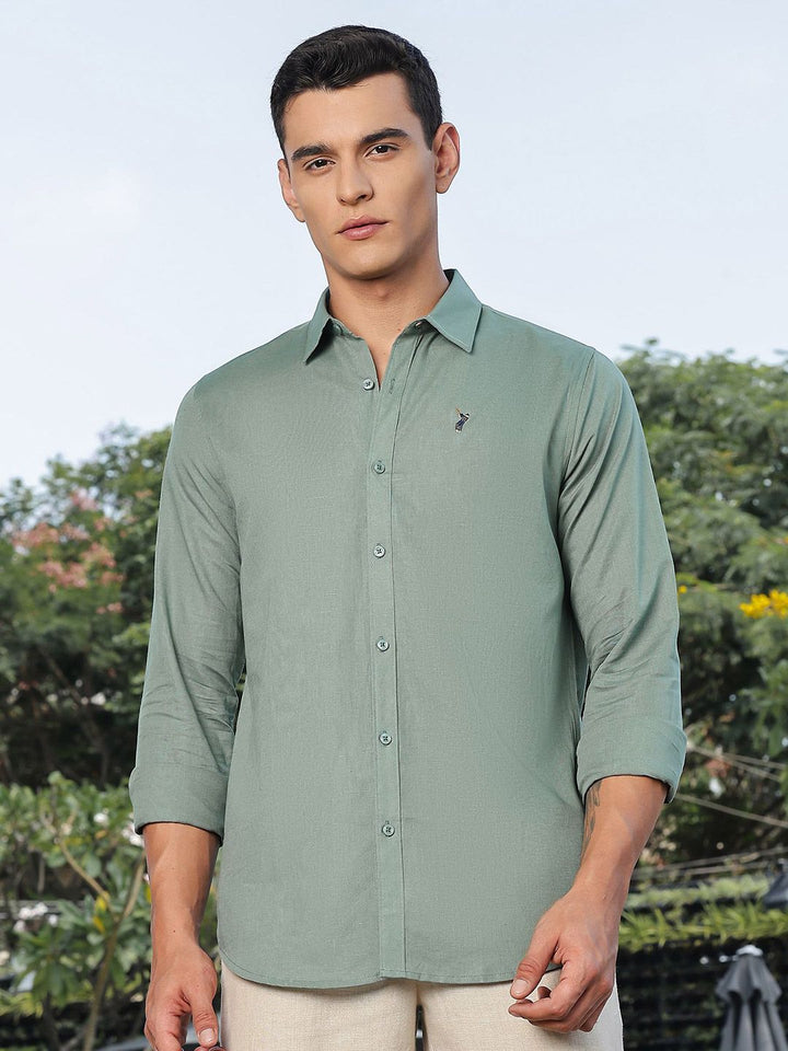 Thomas Scott Premium Slim Fit Spread Collar Linen Casual Shirt