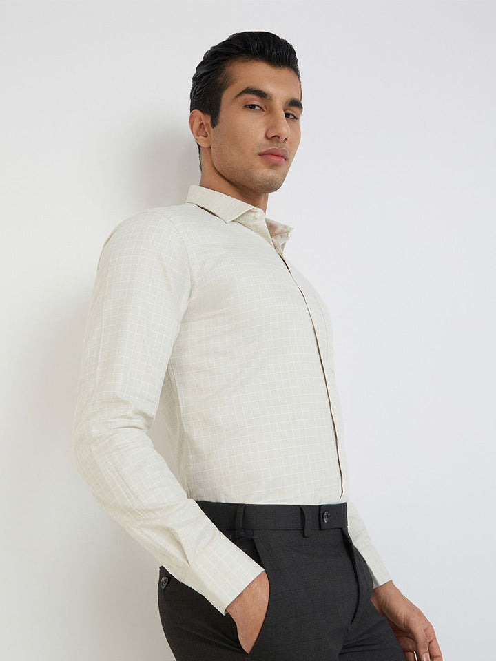 Park Avenue Slim Fit Windowpane Checked Formal Shirt