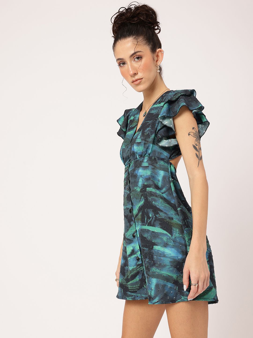 DressBerry Cyber Chic Dobby Weave Styled Back Sheath Mini Dress