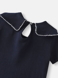 Nauti Nati A-Line Girls Blue Pique Cotton Applique Dress