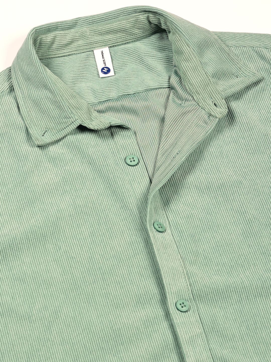 Thomas Scott Men Premium Corduroy Slim Fit Button-Down Collar Casual Shirt