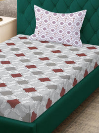KLOTTHE Grey Geometric Cotton Single Bedsheets