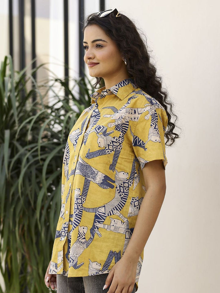 Sanskrutihomes Wanita Abstrak Bercetak Baju Kasual